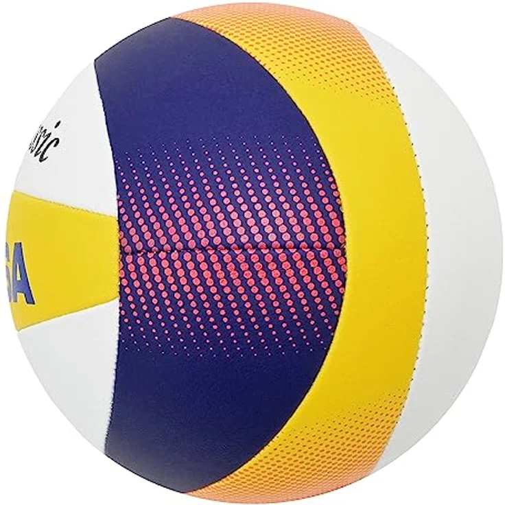 Mikasa Beachvolleyball BV551C, Größe 5, sportlich, blau-gelb-rot – Bild 2