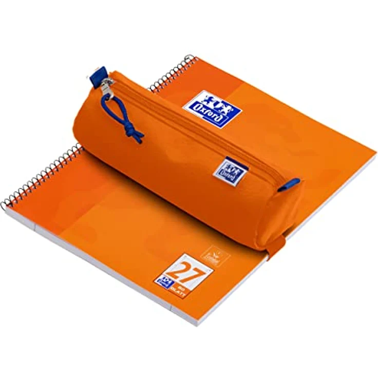 Oxford Federmäppchen für Mädchen und Jungen, Ø 7 cm rund, groß, langlebig, orange – Bild 4