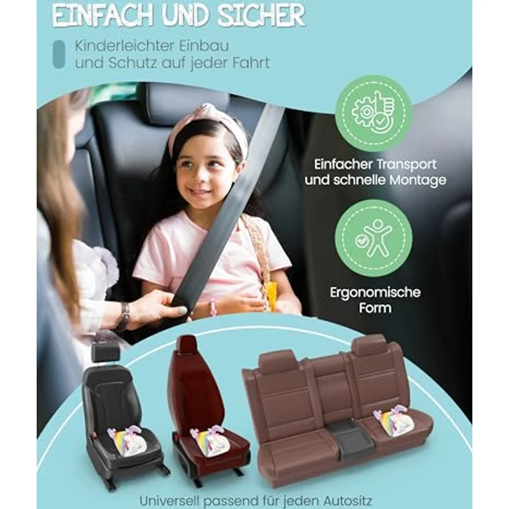 Hits4kids Siggi Einhorn, Kindersitzerhöhung ECE R129/i-Size, 100% Polyester Bezug, für Kinder 3-12 Jahre – Bild 5