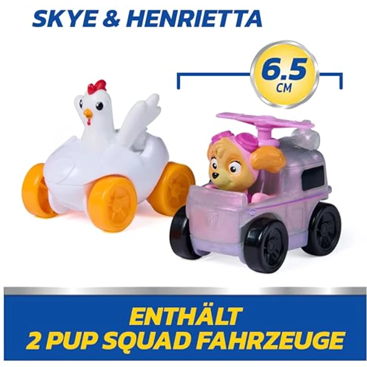 Paw Patrol PAW Pup Squad Launcher Skye & Henrietta, 2er Set mit 6 cm Pup Squad Racers und Schlüsselverschluss-Speicher – Bild 5