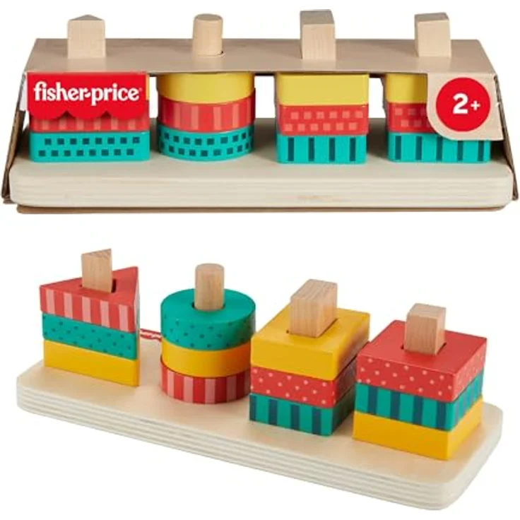 Fisher-Price® Stapelspielzeug Formen-Stapel- und -Sortierspielzeug aus Holz, (13-tlg) - Holzspielzeug zur Förderung der Feinmotorik und Farberkennung – Bild 2