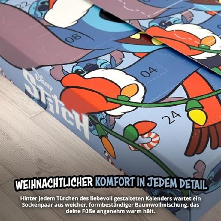 United Labels Disney Lilo & Stitch Adventskalender, 12 Paar Socken für Damen in Größe 35-41, mit Sneakersocken und langen Socken, offizielles Merchandise, Weihnachtsgeschenk – Bild 5