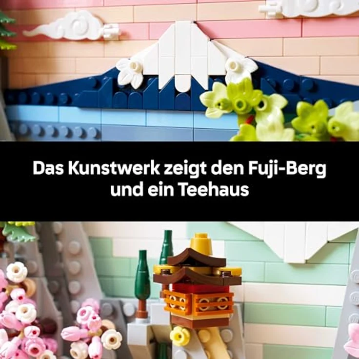 LEGO Art Japanische Kirschblütenlandschaft 31218, DIY Bauset für Erwachsene mit 3D Wandkunst im Rahmen, inklusive Fuji-Berg, Sakura, Wasserfall und Teehaus – Bild 3