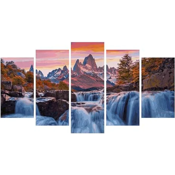 Schipper Malen nach Zahlen Meisterklasse Polyptychon - Mystisches Patagonien, Made in Germany - Acrylfarben, Leinenstruktur, hochwertige Malpinsel – Bild 3