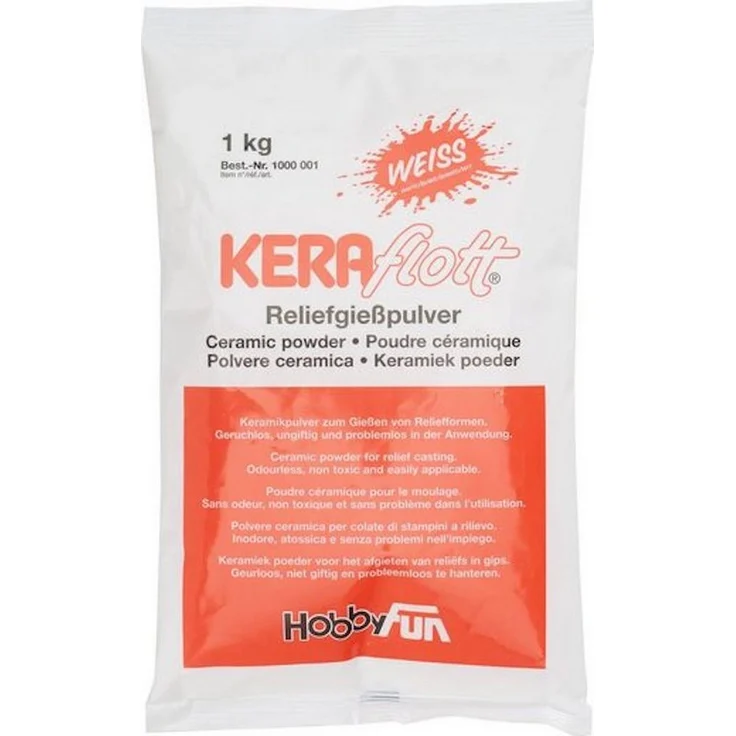 HobbyFun HobbyFun Keraflott Gießmasse 1kg, Keramik, weiß