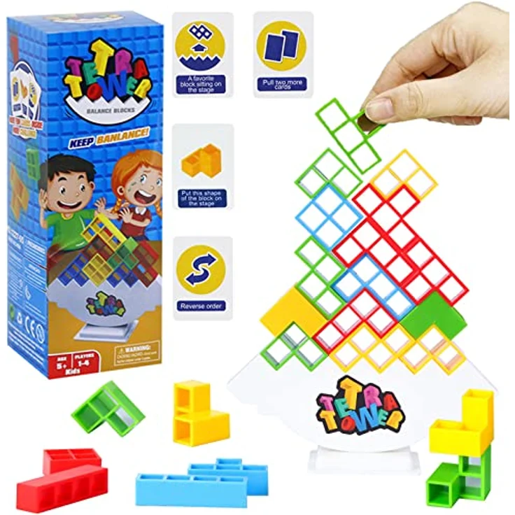 ICEPAPA, Tetra Tower Spiel, Tetris Balance Spielzeug Tower Game, Lustige stapelspiel, Stapelblöcke Balancing Spiel für Jungen und Mädchen ab Jahre 3+ – Bild 2