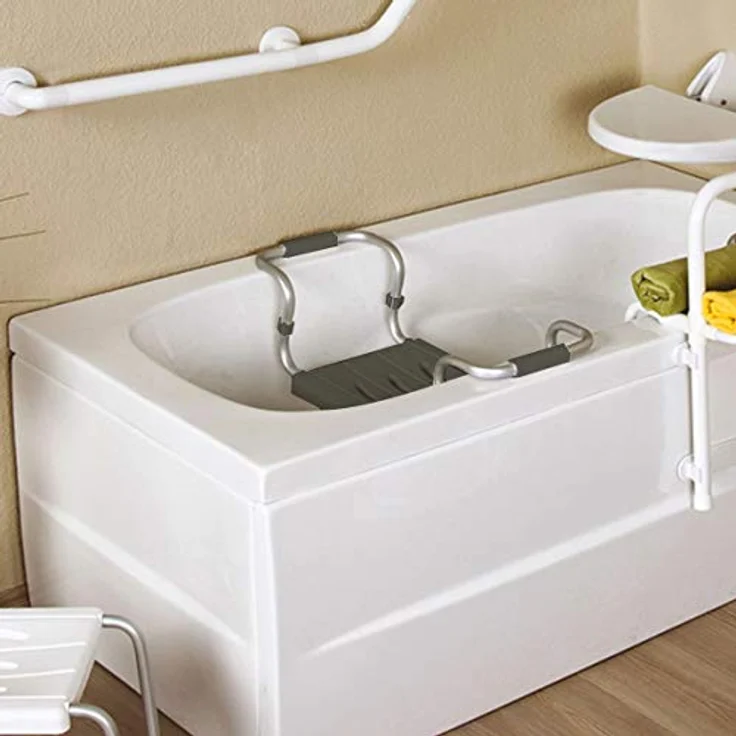 MSV Badewanneneinhängesitz, ausziehbar 50-70 cm, belastbar bis 150 kg, Sitzfläche 36 x 26 cm, Aluminiumgestell, schwarz – Bild 5