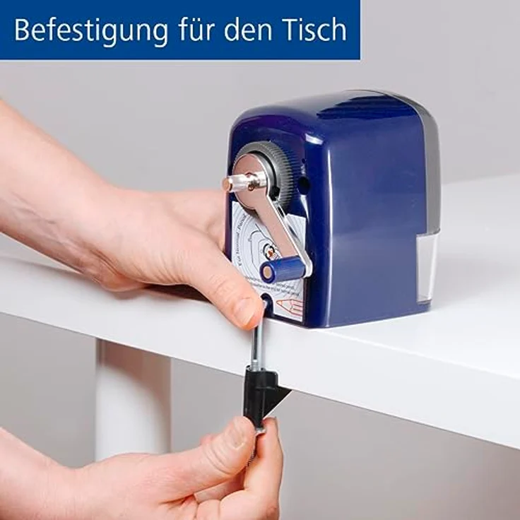 STAEDTLER Kurbel-Spitzmaschine Mars, für runde und kantige Stifte bis zu 11,6 mm Ø, Befestigungszwinge für den Schreibtisch, automatischer Spitz-Stopp, hochwertiger Metallfräser, 501 180 – Bild 3