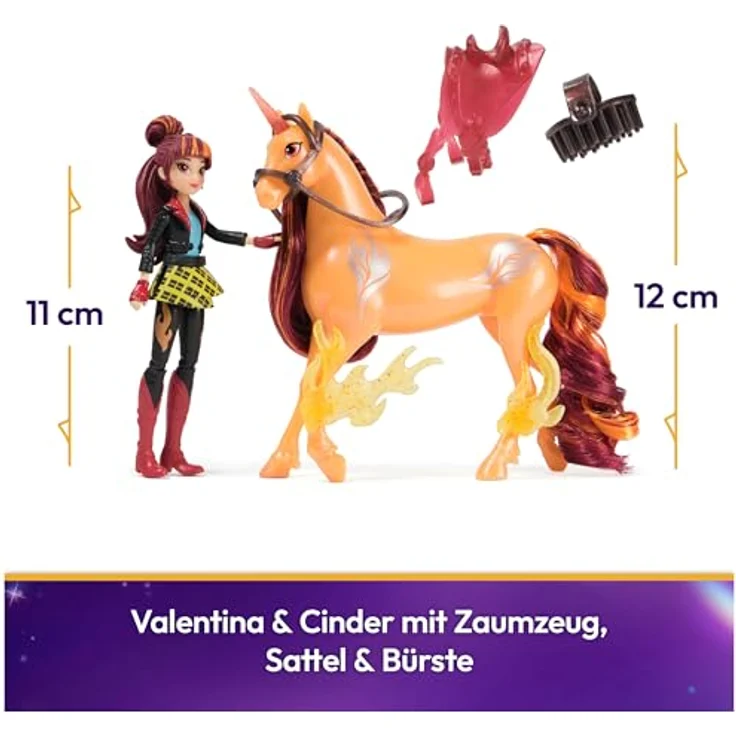 AMIGO Unicorn Academy Valentina & Cinder, Sammelfiguren-Set mit Einhorn und 7 Bewegungspunkten, 11 cm und 13 cm groß, ab 3 Jahren – Bild 2