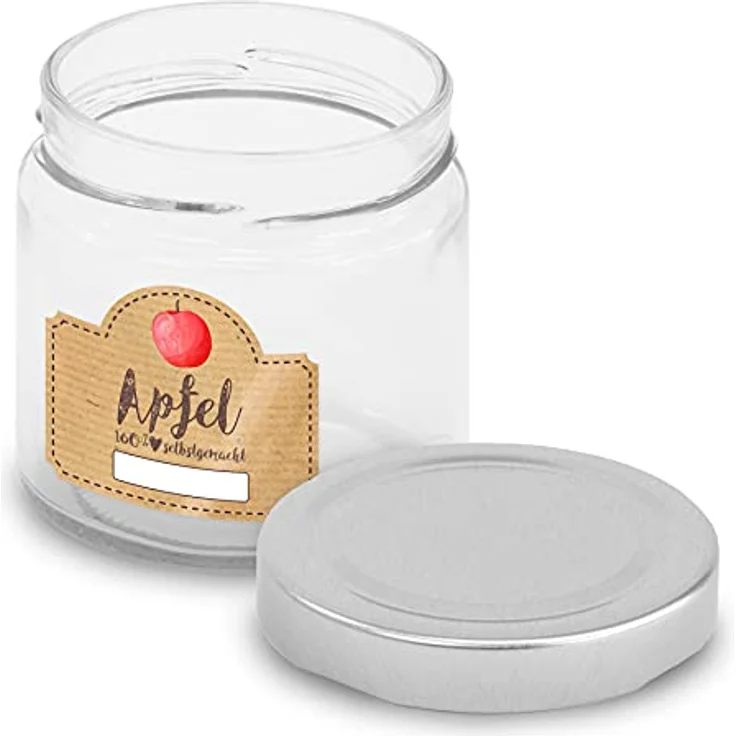 itenga 50x Marmeladen Etikett Apfel, selbstklebende Sticker in braun mit Platz für Datum, 4,5x3,8cm, hochwertiges Haftpapier – Bild 3