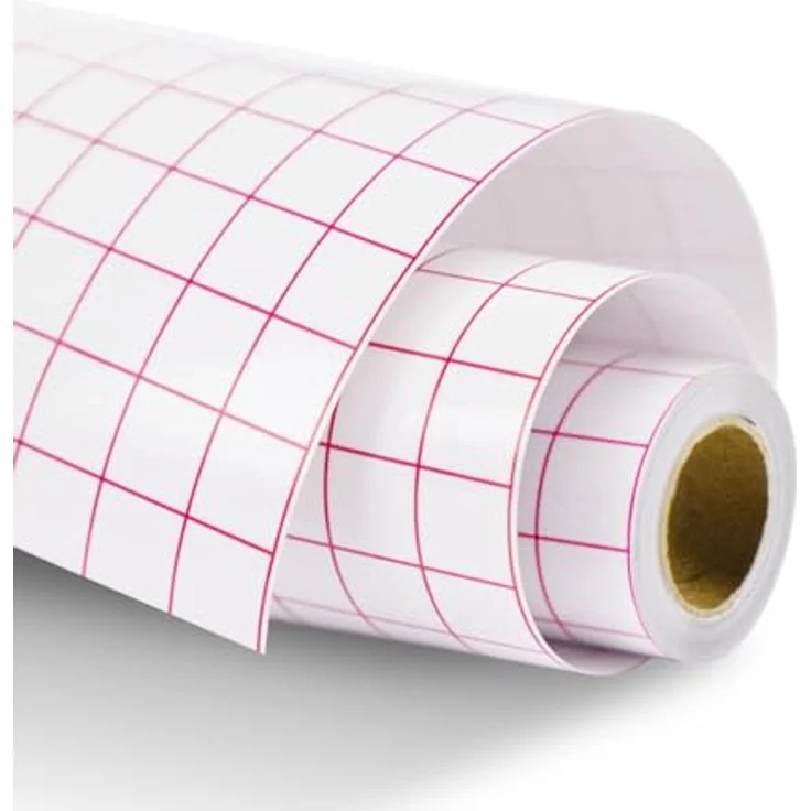 LOKLiK Gittertransferband für Vinylfolien, transparente Transferfolie mit Karo-Aufdruck, 33 cm x 3 m – Bild 1