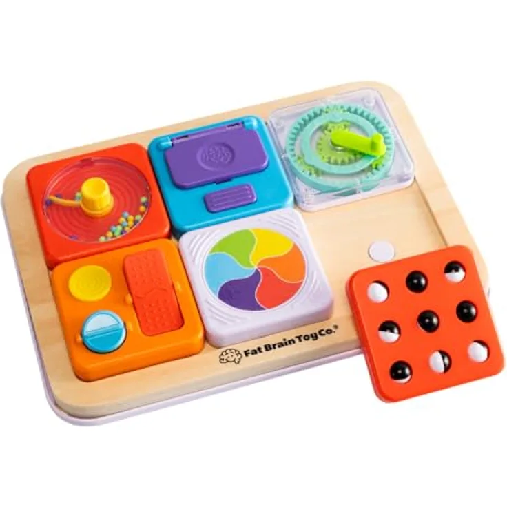 Fat Brain Play Tab Essential Set, modulares sensorisches Spielzeug mit 6 austauschbaren Modulen, ab 12 Monaten geeignet