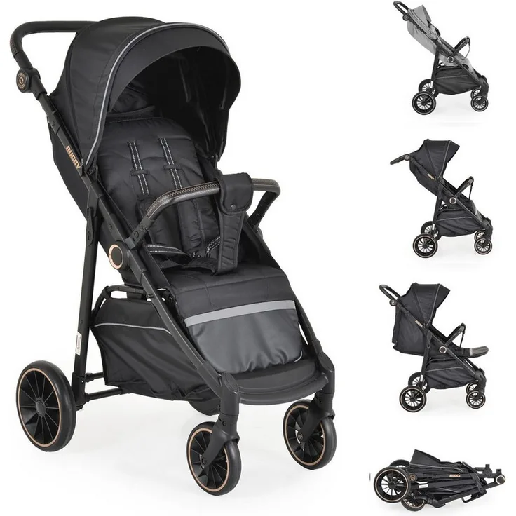 Moni Kinder-Buggy Sommerkinderwagen Buggy, Kinderbuggy, Sonnendach, EVA-Räder, verstellbar, grau
