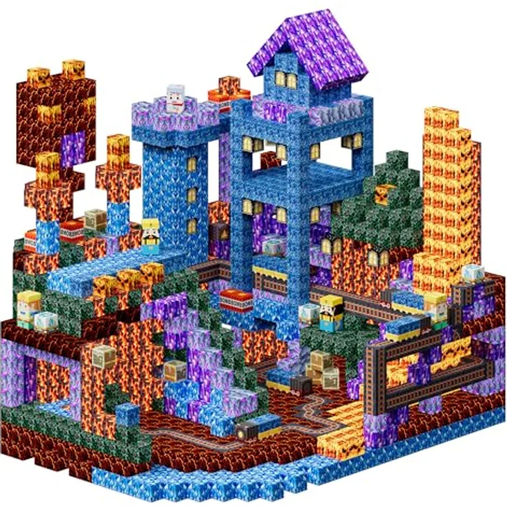 Coolzon Magnetische Bausteine Blöcke, 100-teiliges Set in Lila, für Kinder ab 3 Jahren, kreatives Lernspielzeug zur Förderung von Motorik und räumlichem Denken