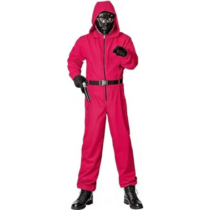 Maskworld Korean Game Aufseher Kostüm, Hot-Pink Overall ohne Maske, Größe M, für Karneval und Halloween – Bild 4