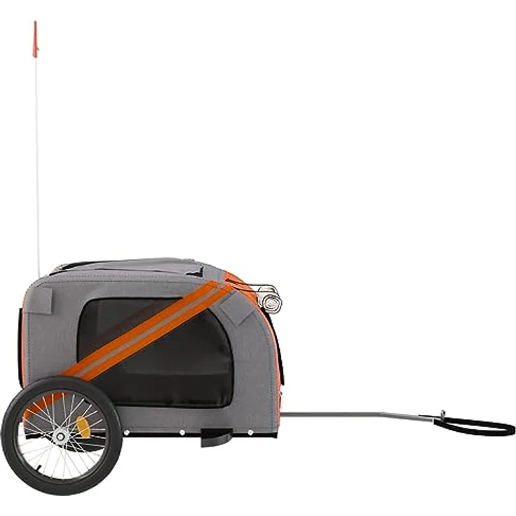 vidaXL Fahrradhundeanhänger Oxford-Gewebe & Eisen Orange/Schwarz 45 kg Tragfähigkeit – Bild 6