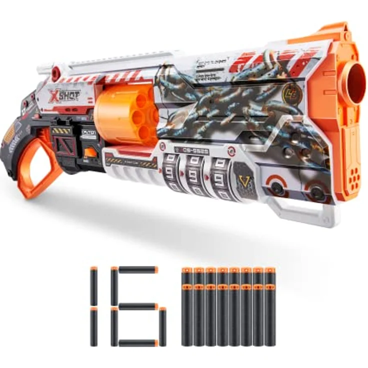 X-Shot Skins Lock Blaster mit QR-Code zum Entriegeln und 16 Darts von ZURU – Bild 1