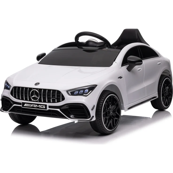 schnaeppchenmeile-online Kinder Elektroauto Mercedes CLA 45s AMG, 12V Motoren+LED+Audio+EVA+FB, weiß