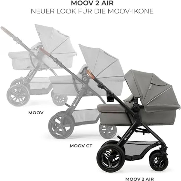 Kinderkraft MOOV 2 AIR 3-in-1 Kinderwagen, Aufblasbare Räder, 2-in-1-Sitz, inkl. Mink PRO i-Size, bis 27 kg, UPF50+ Verdeck, Grau – Bild 12