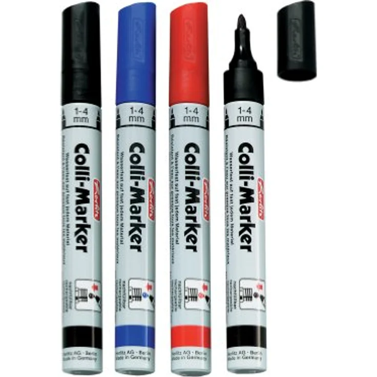 Herlitz 8665994 Permanentmarker, wasserfest, 1 bis 4 mm, farbig sortiert Colli Marker 5 Stück
