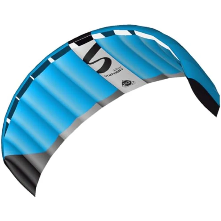 HQ Symphony Pro 2.5 Neon Blue, Zweileiner Lenkmatte mit 140 kp Dyneemaschnüren, 73x220 cm, für 2-6 Beaufort, ab 14 Jahren, Ready to Fly