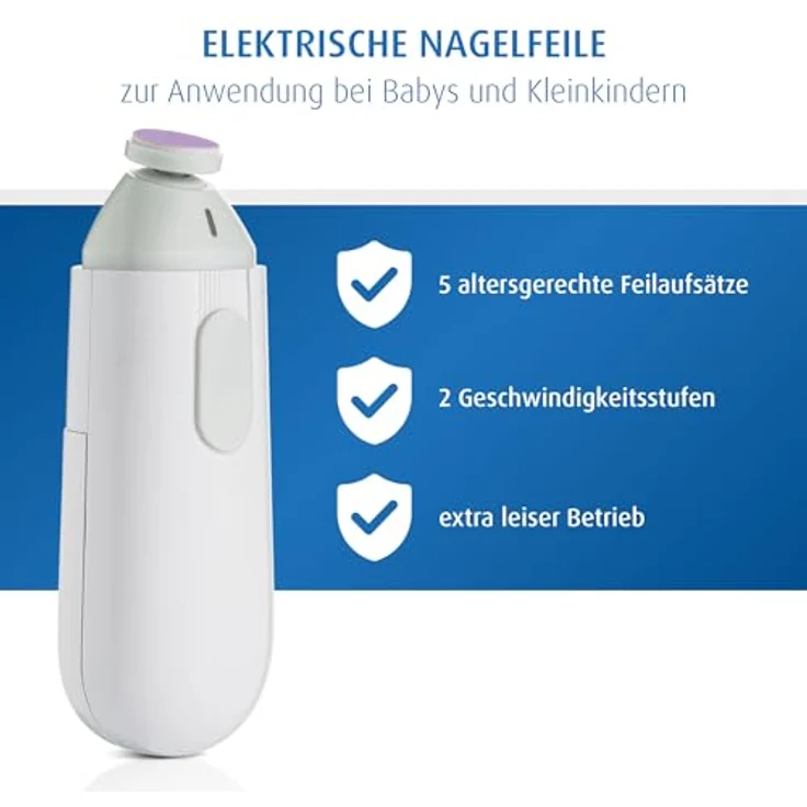 Reer BabyCare elektrische Nagelfeile | Sanft zu Fingernägeln | Nagelpflegeset für Babys und Kleinkinder – Bild 3