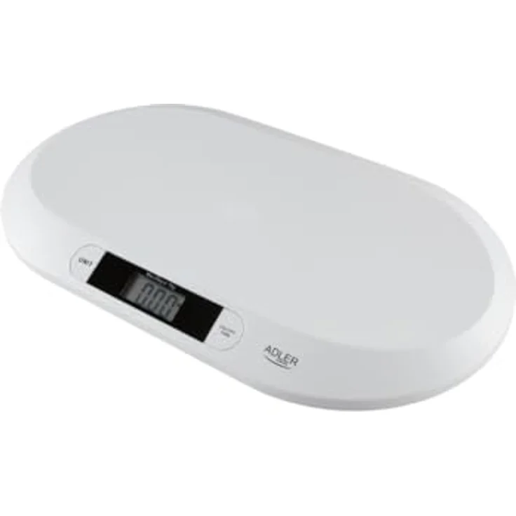 ADLER EUROPE AD 8139 Baby-Waage bis 20 kg, LCD-Display mit Hintergrundbeleuchtung, Haltefunktion, Tara-Funktion, Präzision 0,01 kg, Plattform 56x26 cm, Weiß – Bild 5