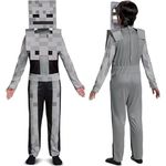 Minecraft Skeleton Classic Kinder-Kostüm M, Overall mit abnehmbaren Schulterteilen und Charaktermaske, geeignet für 7-8 Jahre (127-136 cm)