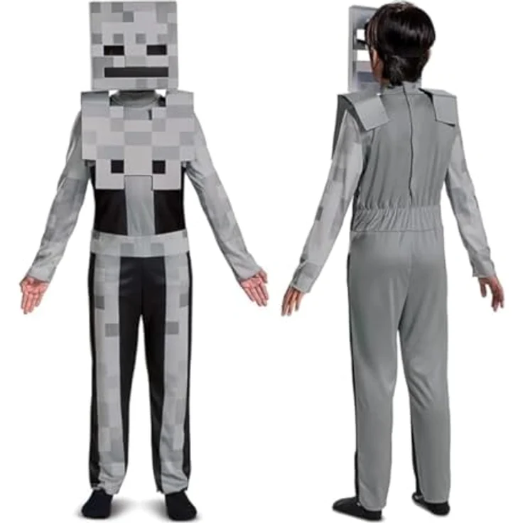 Minecraft Skeleton Classic Kinder-Kostüm M, Overall mit abnehmbaren Schulterteilen und Charaktermaske, geeignet für 7-8 Jahre (127-136 cm) – Bild 1