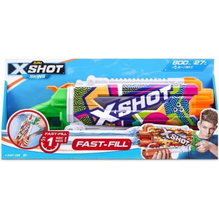 ZURU XShot Skins Wasserpistole, Pump Action mit Fast Fill Technologie, 1 Stück – Bild 1