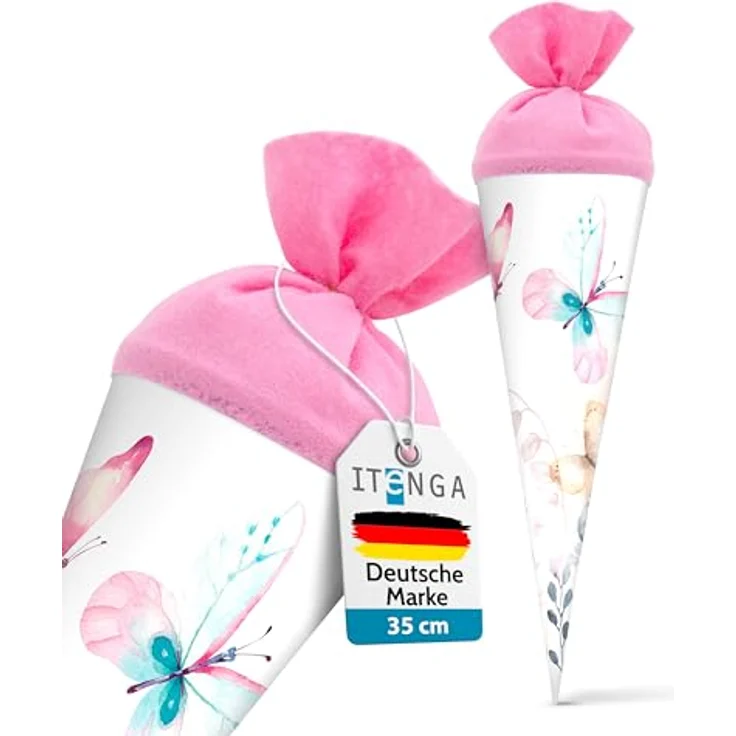 itenga Geschwister Schultüte 35cm Schmetterling mit Filzverschluss kleine Tüte Geschenkverpackung Einschulung Schulanfang – Bild 10
