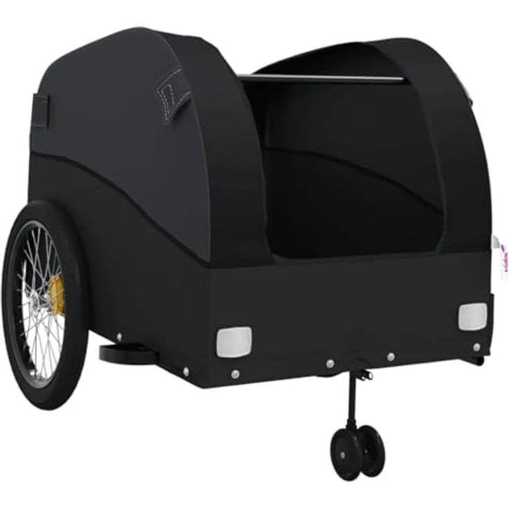 vidaXL Fahrradkinderanhänger Fahrradanhänger Schwarz 45 kg Eisen, Robuster Lastenanhänger mit Deichsel und Sicherheitsflagge – Bild 5