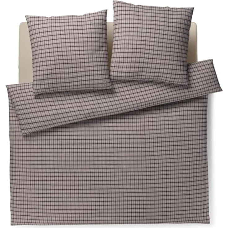 Joop! Bettwäsche Soft Mesh 45005 07, 2-teilige Flanell Garnitur mit kariertem Design, Stone Grau, Größe: 135 cm x 200 cm – Bild 4