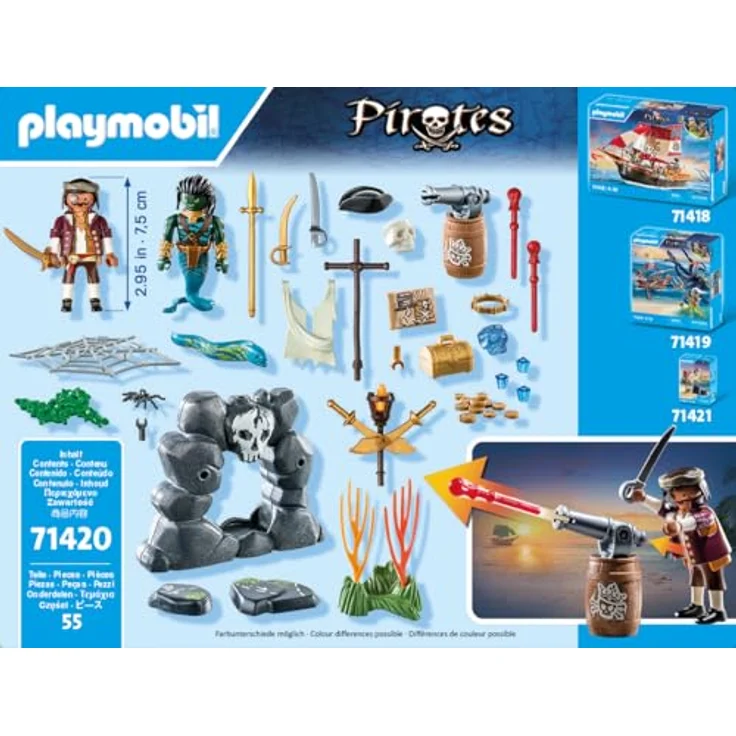 PLAYMOBIL 71420 Schatzsuche Spielset, Piratenabenteuer mit nachleuchtendem Felsversteck und 2 Figuren, Mehrfarbig – Bild 8