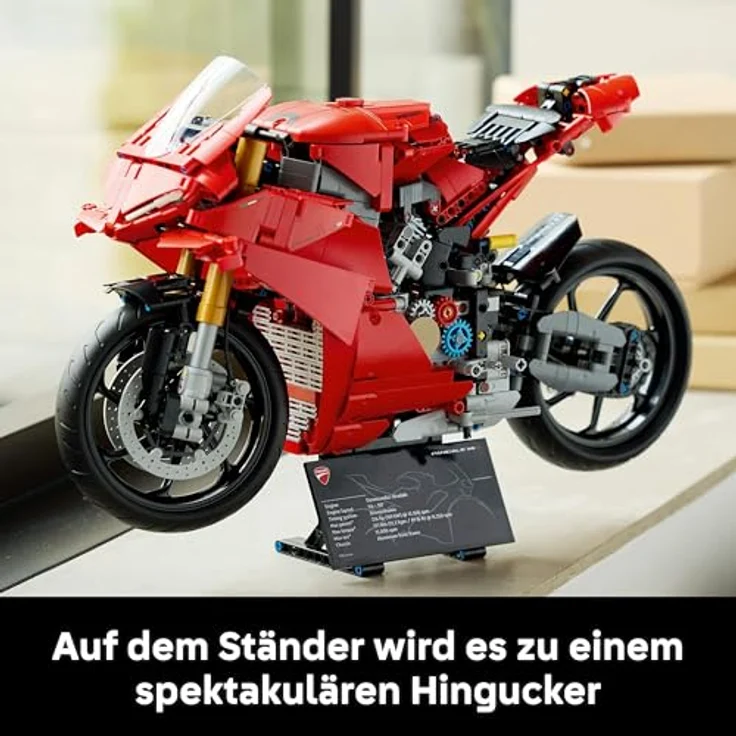 LEGO Technic 42202 Ducati Panigale V4 S, Motorrad Bausatz mit 1.603 Teilen, authentischen Funktionen und Ständer, rot – Bild 6