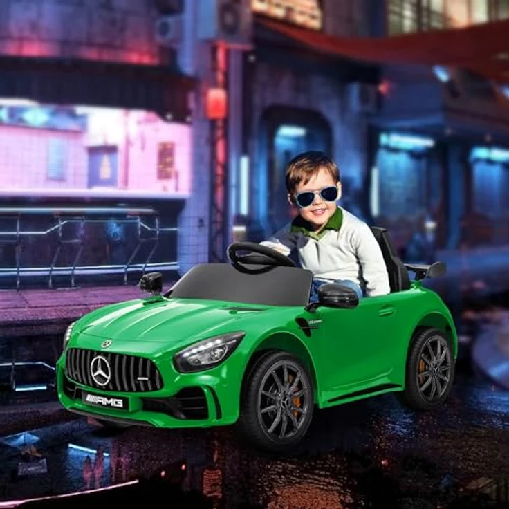 AIYAPLAY Kinder Elektroauto 12V Elektrofahrzeug mit 2,4G Fernbedienung, Lichten, Musik, Stützräder, 3-5 km/h, Kinderauto mit USB, MP3, Rückwärtsfunktion, Sanftstart, für Kinder 3-6 Jahre, Grün – Bild 2