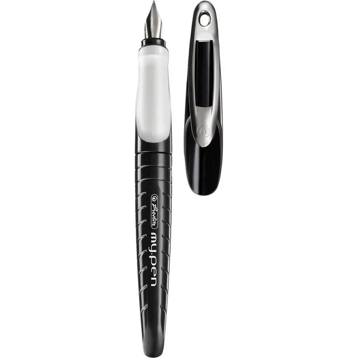 Herlitz Füllhalter Herlitz Schulfüllhalter / Füller "my.pen" mit Iridiumfeder "M", schwarz/weiß