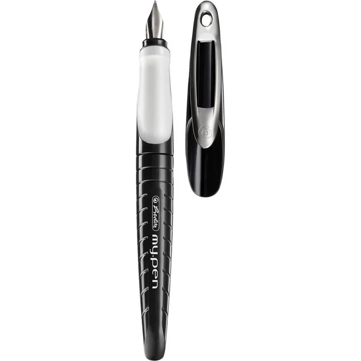 Herlitz Füllhalter Herlitz Schulfüllhalter / Füller "my.pen" mit Iridiumfeder "M", schwarz/weiß – Bild 1