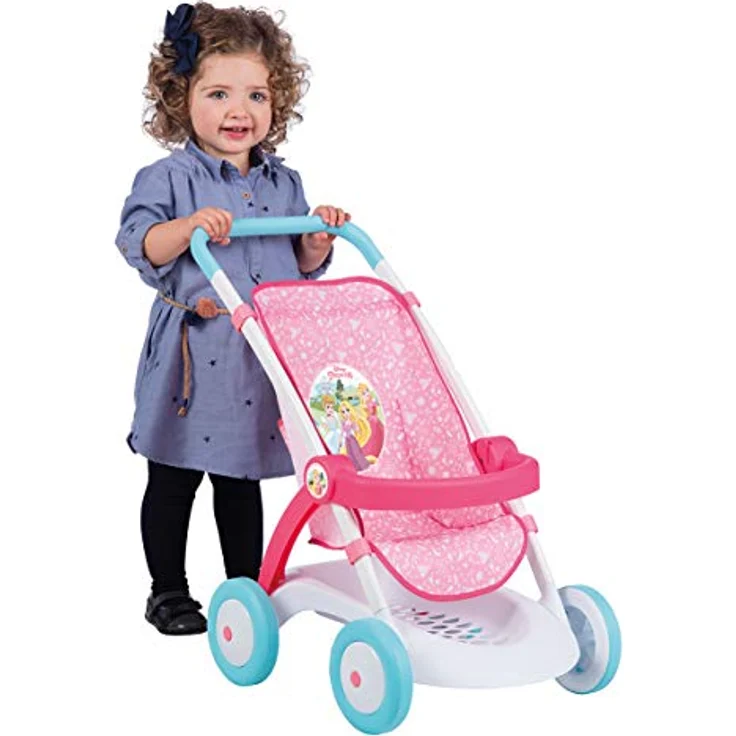 Smoby Disney Prinzessinnen Kinderwagen, Rosa, Metall/Kunststoff, Aufbewahrungskorb, 58 cm Griffhöhe – Bild 2