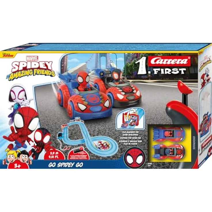 Carrera 20063049 Carrera First I Spidey Web Spinners Rennbahn-Set, 2,4 Meter Rennstrecke für bis zu 2 Spieler, inkl. Spidey & Miles Morales, für Kinder ab 3 Jahren – Bild 3