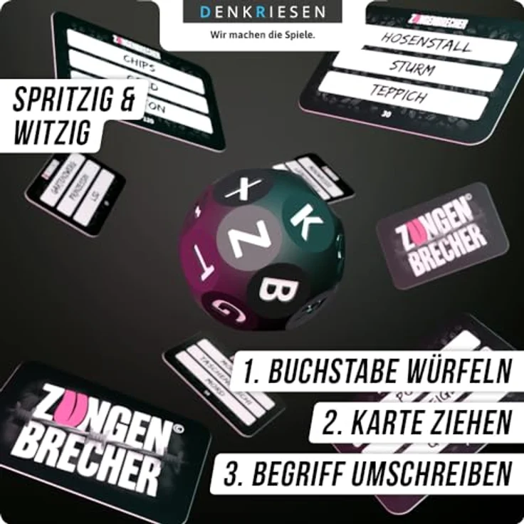 DENKRIESEN - Zungenbrecher© 16+ Raus mit der Sprache! | Kartenspiel | Partyspiel | Reisespiel | Geburtstagsgeschenk | – Bild 3