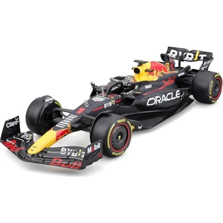 Bburago F1 Red Bull Racing RB19 Max Verstappen, 1:18 Modell, Detailgetreu aus Metall und Plastik, 32 cm lang, Offizielles Modell