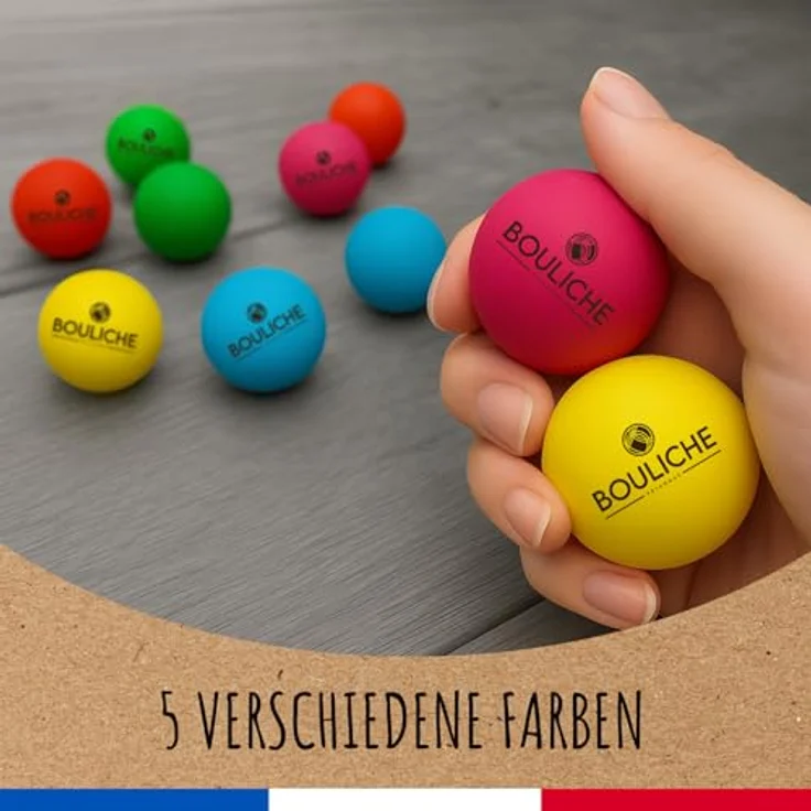 Original Corner BOULICHE | 10 Holz-Zielkugeln für Pétanque 3 cm | 5 Leuchtende Farben: Blau, Gelb, Grün, Pink, Orange | Robustes Massivholz | Zubehör für Freizeit und Wettkampf – Bild 3