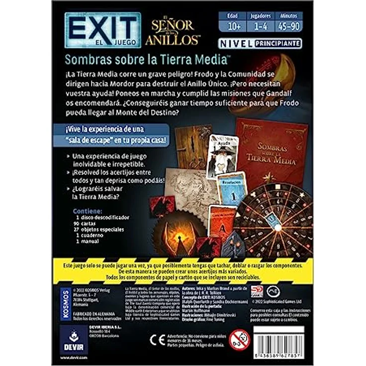 Devir BGEXIT20SP Exit: Der Herr der Ringe, Brettspiel des Kennerspiel des Jahres 2017, für 1-4 Spieler, kooperative Mechanik – Bild 2