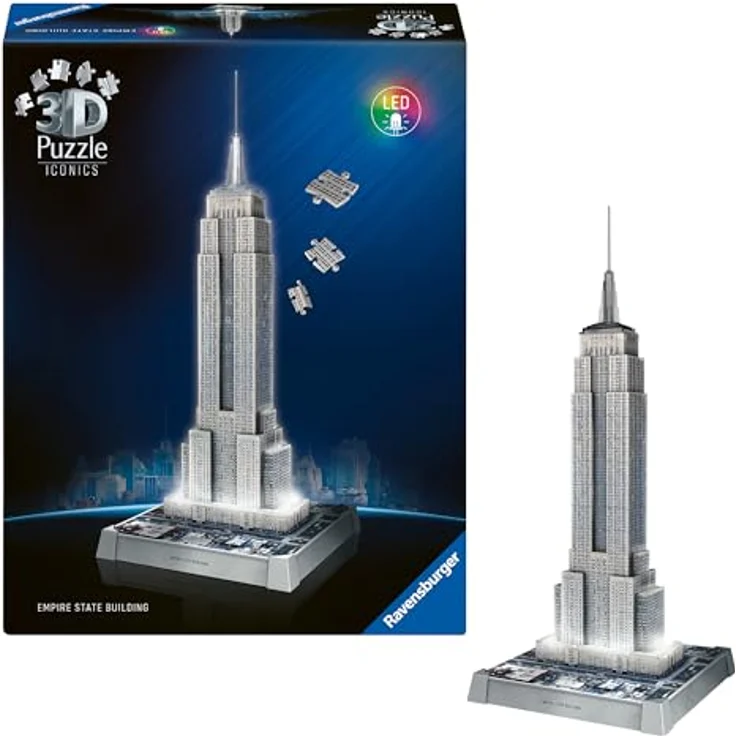 Ravensburger 3D Puzzle Iconics: Empire State Building - mit LED Beleuchtung, 3 Beleuchtungsmodi, 216 Teile – Bild 2
