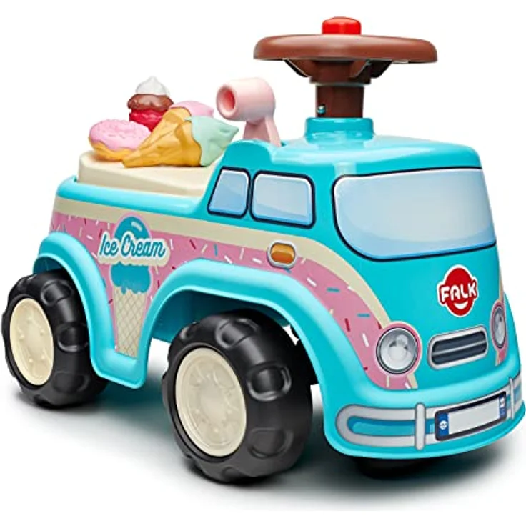 Falk Träger 708, Rutschauto mit Aufbewahrung unter dem Sitz, für motorische Entwicklung, inklusive Zubehör in Form von Eis, Donut und Cupcake, hergestellt in Frankreich – Bild 1
