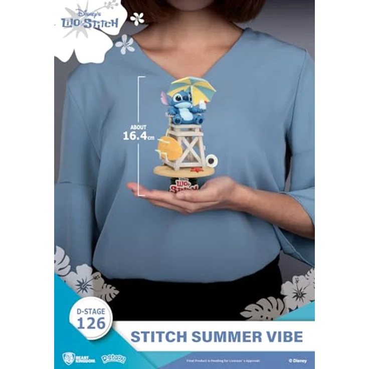 Beast Kingdom Disney D-Stage PVC Diorama Stitch Summer Vibe, 16 cm, detailreiches Sammlerstück mit Sockel – Bild 4
