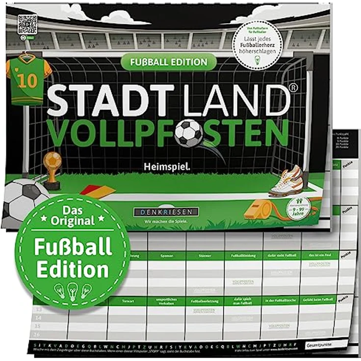 DENKRIESEN - Stadt Land VOLLPFOSTEN® - FUßBALL Edition - Heimspiel. | Spielblock | Geburtstagsgeschenk | Familienspiel | Stadt Land Fluss – Bild 1