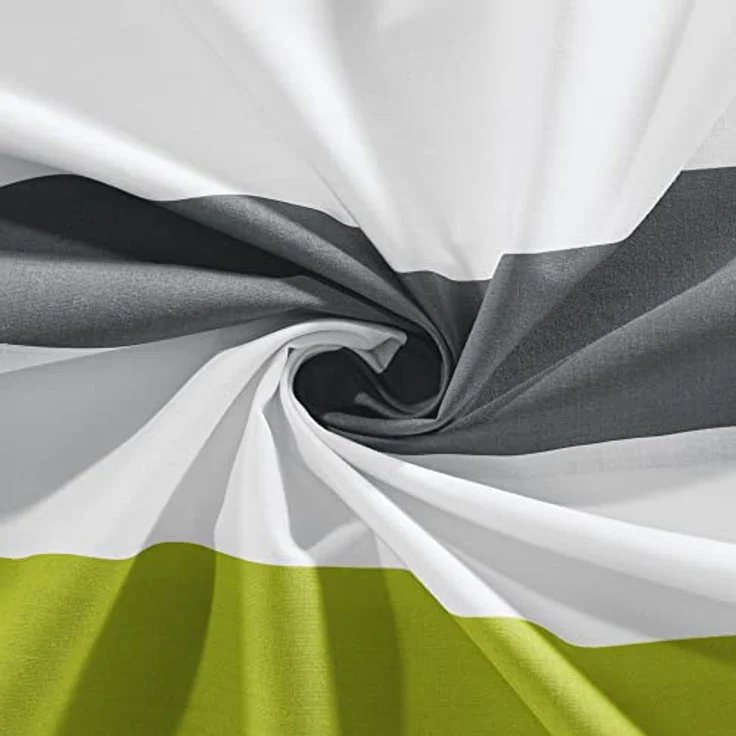 REDBEST Renforcé Bettwäsche-Set - mit Reißverschluss - atmungsaktiv, strapazierstark - 100% Baumwolle - grün-grau-weiß - Größe 135x200 cm (80x80 cm) - weitere Farben – Bild 3