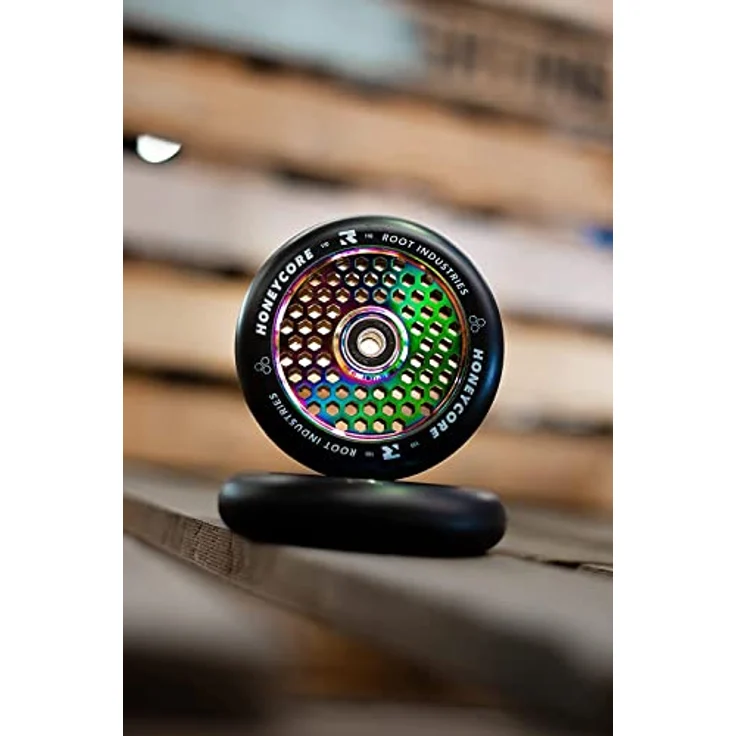 Root Industries Honeycore Stunt-Scooter Rollen 110mm Rainbow, Leichte Waben Struktur, Abec 11 Kugellager – Bild 5